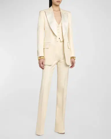 TOM FORD Lustrous Barathea Silk-Wool Single-Breasted Tuxedo Jacket | Thumbnail 2