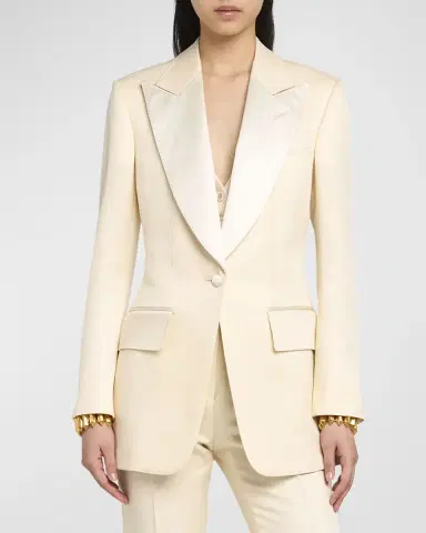 TOM FORD Lustrous Barathea Silk-Wool Single-Breasted Tuxedo Jacket | Thumbnail 3