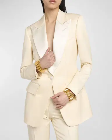 TOM FORD Lustrous Barathea Silk-Wool Single-Breasted Tuxedo Jacket | Thumbnail 7