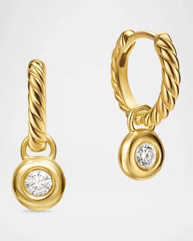 David Yurman Petite Modern Cable Huggie Drop Earrings in 18K Gold with Diamonds, 18.5mm | Thumbnail 3 David Yurman Petite Modern Cable Huggie Drop Earrings in 18K Gold with Diamonds, 18.5mm | Thumbnail 3