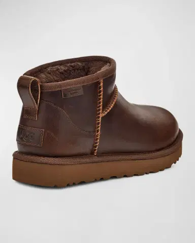 UGG Classic Ultra Mini Leather Cozy Ankle Boots | Thumbnail 2