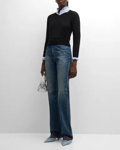 Nili Lotan Janah V-Neck Crop Wool Sweater | Thumbnail 2