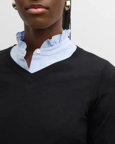 Nili Lotan Janah V-Neck Crop Wool Sweater | Thumbnail 5
