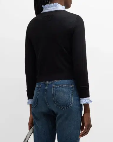 Nili Lotan Janah V-Neck Crop Wool Sweater | Thumbnail 6