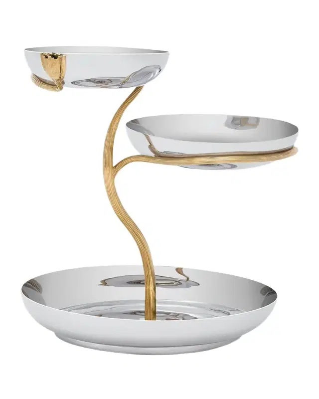 L'Objet Deco Leaves 3-Tier Server, 14" Wide