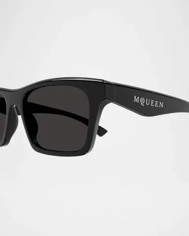 Alexander McQueen Men's AM0472SM Acetate Rectangle Sunglasses | Thumbnail 2 Alexander McQueen Men's AM0472SM Acetate Rectangle Sunglasses | Thumbnail 2