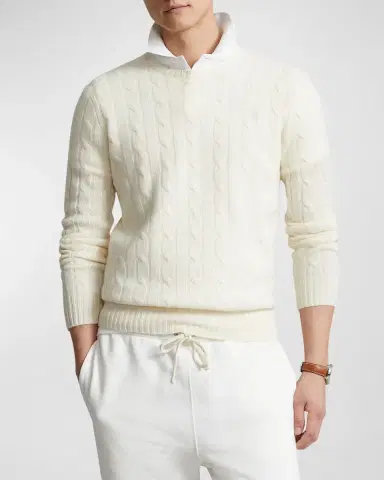 Polo Ralph Lauren Men's The Iconic Cable-Knit Cashmere Sweater | Thumbnail 2