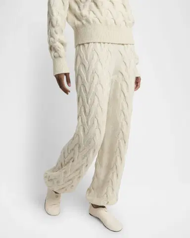 Loro Piana Cocooning Cozy Braids Knit Baby-Cashmere Jogger Trousers | Thumbnail 7 Loro Piana Cocooning Cozy Braids Knit Baby-Cashmere Jogger Trousers | Thumbnail 7