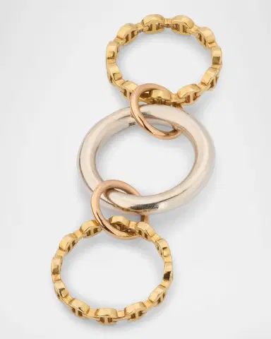 Spinelli Kilcollin x HOORSENBUHS 18K Yellow Gold and Sterling Silver Microdame Link Stacked Rings | Thumbnail 4