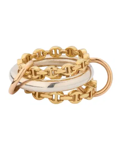 Spinelli Kilcollin x HOORSENBUHS 18K Yellow Gold and Sterling Silver Microdame Link Stacked Rings | Thumbnail 1