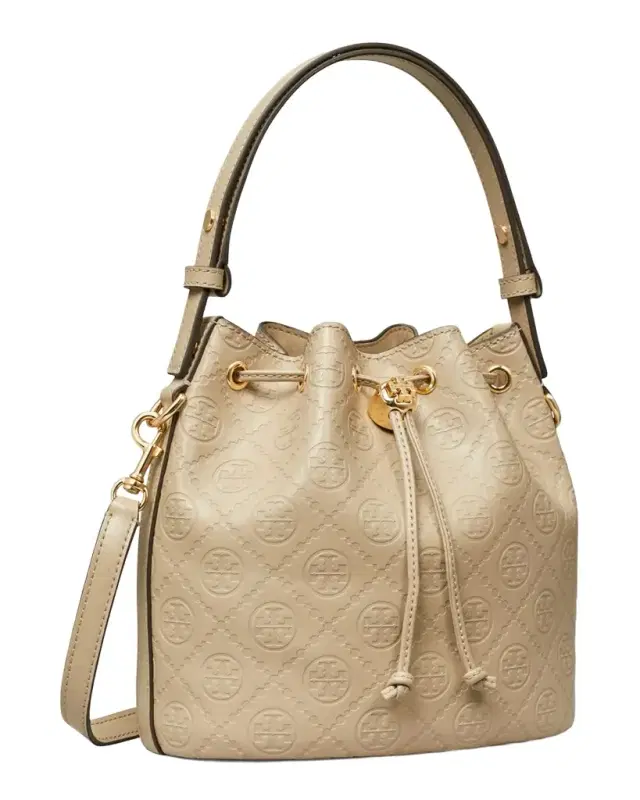 T Monogram Leather Bucket Bag
