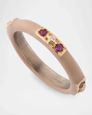 Armenta 18K Rose Gold, Antiqued Silver, and Nude Enamel Diamond and Garnet Bangle Bracelet | Thumbnail 2
