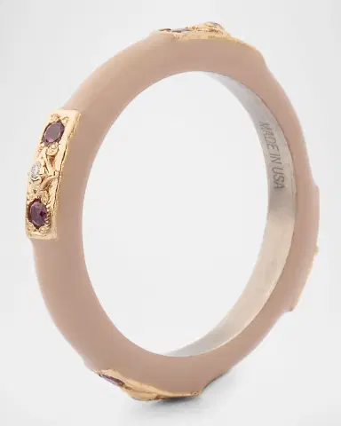 Armenta 18K Rose Gold, Antiqued Silver, and Nude Enamel Diamond and Garnet Bangle Bracelet | Thumbnail 3