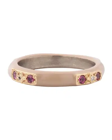 Armenta 18K Rose Gold, Antiqued Silver, and Nude Enamel Diamond and Garnet Bangle Bracelet | Thumbnail 1