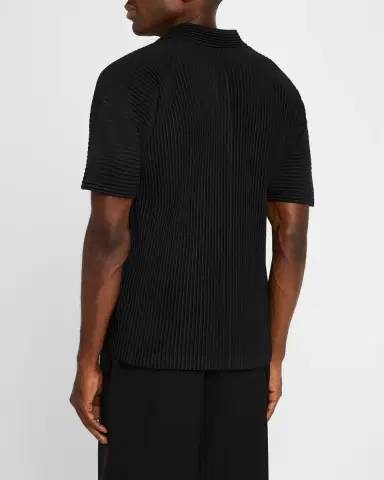 Homme Plissé Issey Miyake Men 's Pleated Polo Shirt | Thumbnail 3