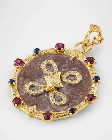 Armenta 18K Yellow Gold and Enamel Enhancer with Diamonds, Purple Garnets, and Blue Sapphires | Thumbnail 3