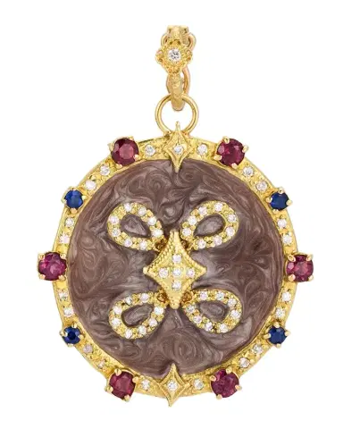 Armenta 18K Yellow Gold and Enamel Enhancer with Diamonds, Purple Garnets, and Blue Sapphires | Thumbnail 1