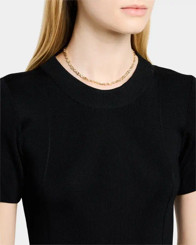 Fluted Baguette and Round Diamond Eternity Necklace