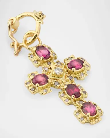 Armenta Yellow Gold Cross Enhancer with Garnets | Thumbnail 3
