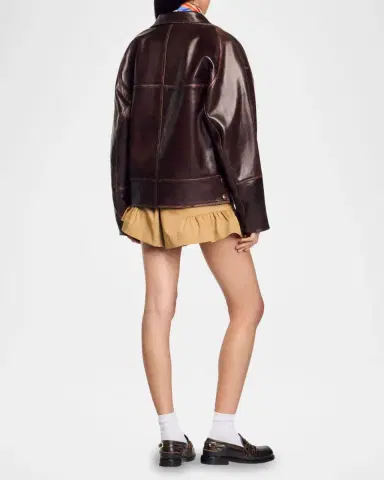 Sandro Clem Wrap Distressed Lambskin Leather Jacket | Thumbnail 4