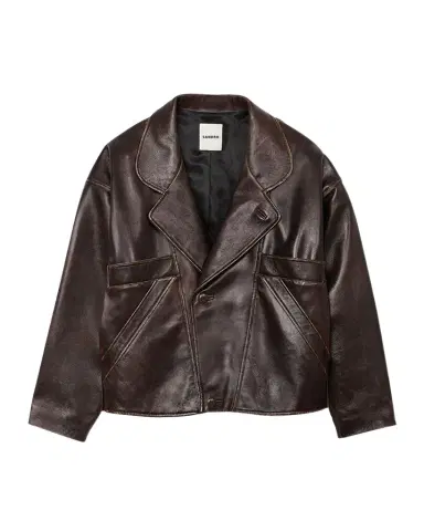 Sandro Clem Wrap Distressed Lambskin Leather Jacket | Thumbnail 1