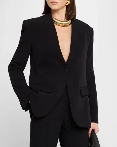 LAPOINTE Matte Crepe Single-Breasted Blazer | Thumbnail 4 LAPOINTE Matte Crepe Single-Breasted Blazer | Thumbnail 4
