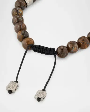 Armenta Men's Bronzite Beaded Bracelet with Sterling Silver, 8mm | Thumbnail 3