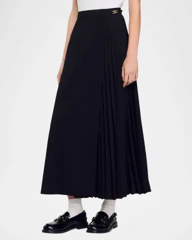 Sandro Souvenir Pleated Midi Skirt | Thumbnail 2 Sandro Souvenir Pleated Midi Skirt | Thumbnail 2