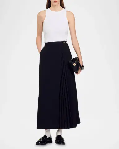 Sandro Souvenir Pleated Midi Skirt | Thumbnail 3 Sandro Souvenir Pleated Midi Skirt | Thumbnail 3