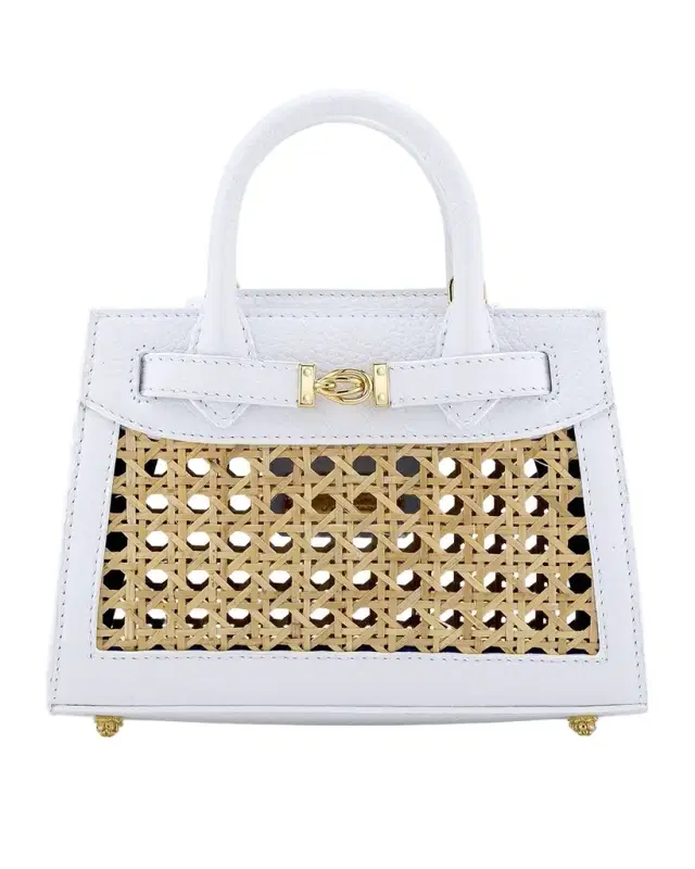Tyler Ellis Winnie Mini Rattan & Leather Top-Handle Bag