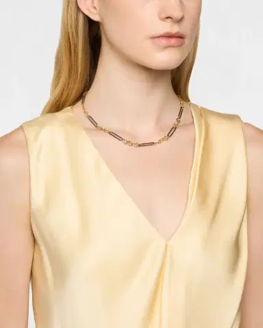 Armenta Silver and 18K Yellow Gold Paperclip Link Necklace | Thumbnail 2