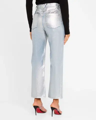 Veronica Beard Daniela High-Rise Ankle Straight Metallic Jeans | Thumbnail 2 Veronica Beard Daniela High-Rise Ankle Straight Metallic Jeans | Thumbnail 2