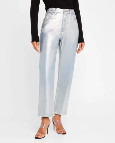 Veronica Beard Daniela High-Rise Ankle Straight Metallic Jeans | Thumbnail 3 Veronica Beard Daniela High-Rise Ankle Straight Metallic Jeans | Thumbnail 3