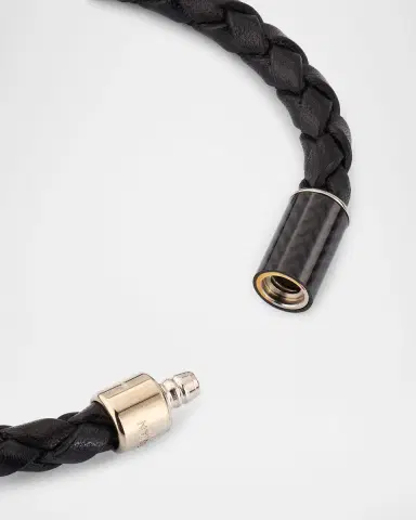Tateossian Men 's Carbon Leather Braided Bracelet | Thumbnail 4