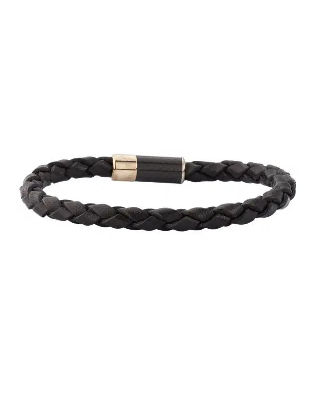 Men 's Carbon Leather Braided Bracelet