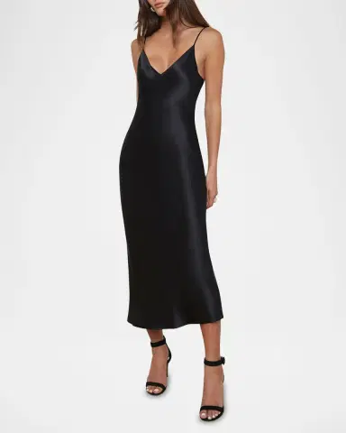 L'Agence Seridie Mid-Length Silk Slip Dress | Thumbnail 2