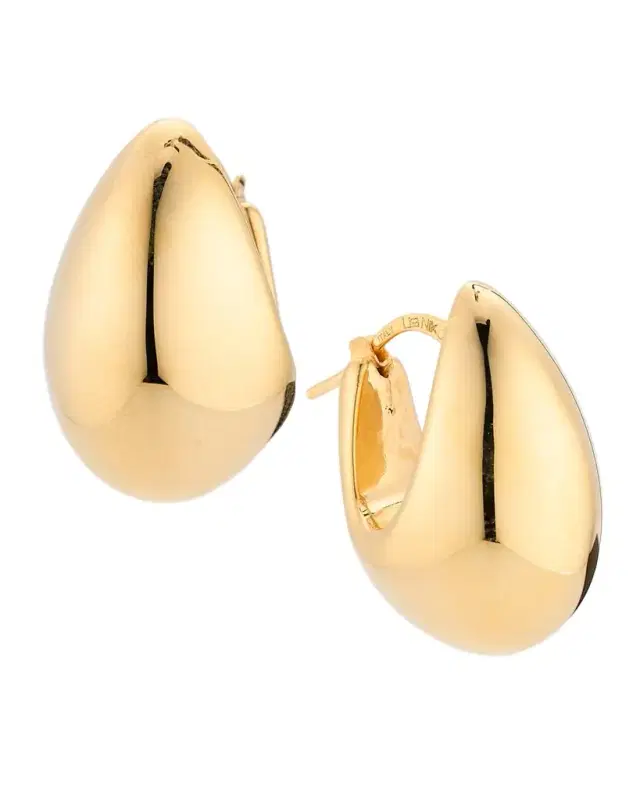 Golden Dreams 18K Yellow Gold Pear-Shape Puff Hoop Earrings