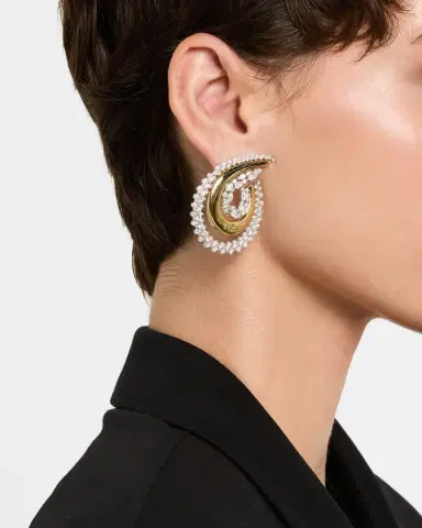 Yeprem 18K Yellow and White Gold Golden Strada Drop Earrings with Diamonds | Thumbnail 2