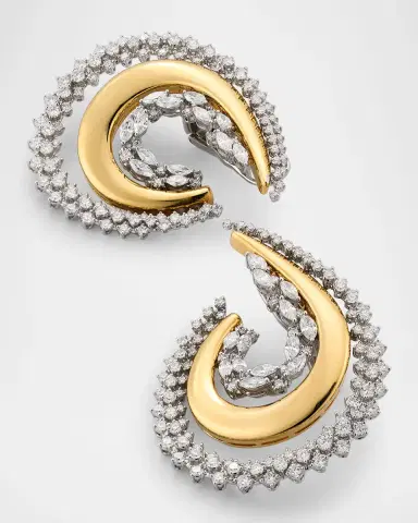 Yeprem 18K Yellow and White Gold Golden Strada Drop Earrings with Diamonds | Thumbnail 3
