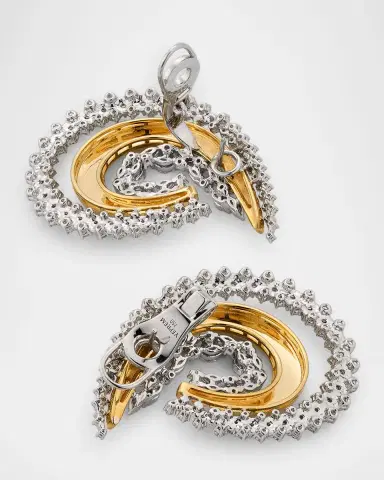 Yeprem 18K Yellow and White Gold Golden Strada Drop Earrings with Diamonds | Thumbnail 4