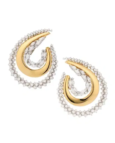 Yeprem 18K Yellow and White Gold Golden Strada Drop Earrings with Diamonds | Thumbnail 1