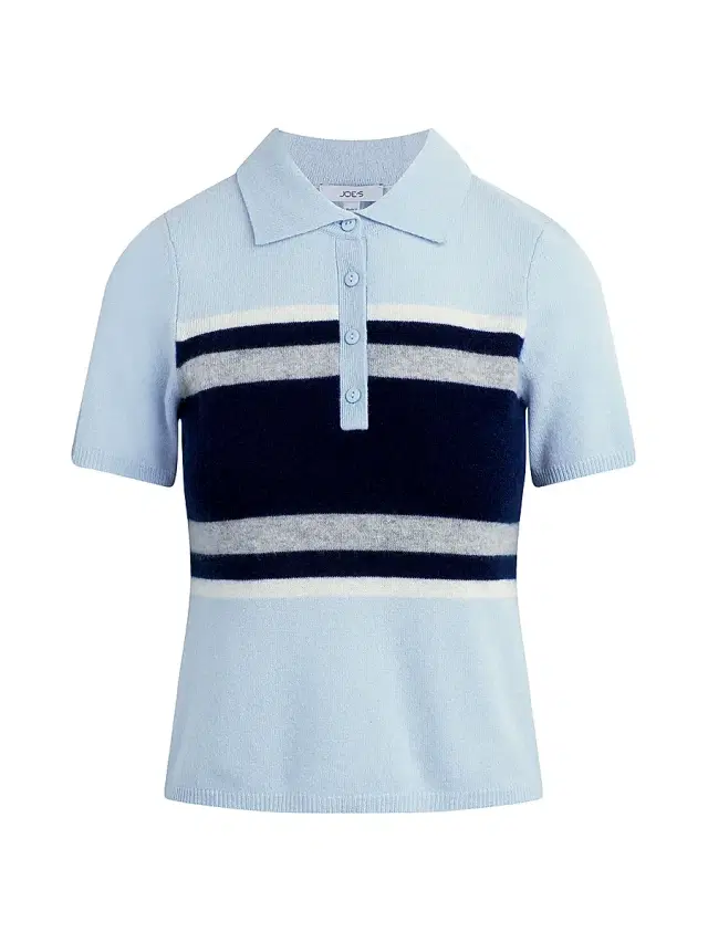 Women's The Cashmere Short-Sleeve Rugby Polo Top - Powder Blue