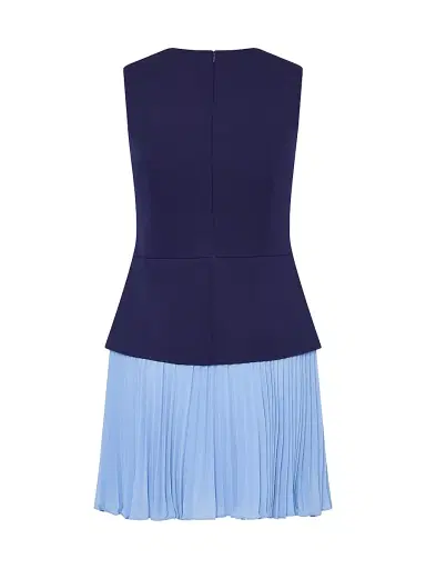 Milly Women's Haddy Pleated Two-Tone Minidress - Navy - Size 12 | Thumbnail 2 Milly Women's Haddy Pleated Two-Tone Minidress - Navy - Size 12 | Thumbnail 2
