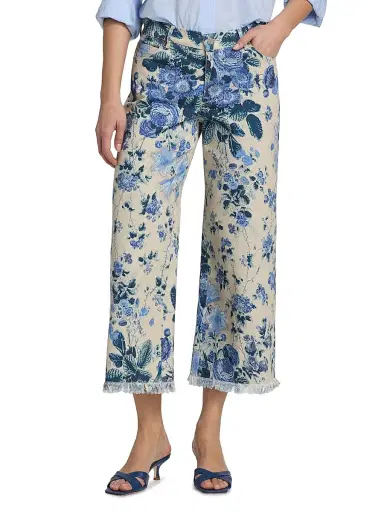 Kobi Halperin Women's Anne Floral-Print Twill Crop Pants - Ecru Multi | Thumbnail 3 Kobi Halperin Women's Anne Floral-Print Twill Crop Pants - Ecru Multi | Thumbnail 3