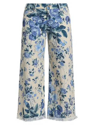 Kobi Halperin Women's Anne Floral-Print Twill Crop Pants - Ecru Multi | Thumbnail 1 Kobi Halperin Women's Anne Floral-Print Twill Crop Pants - Ecru Multi | Thumbnail 1