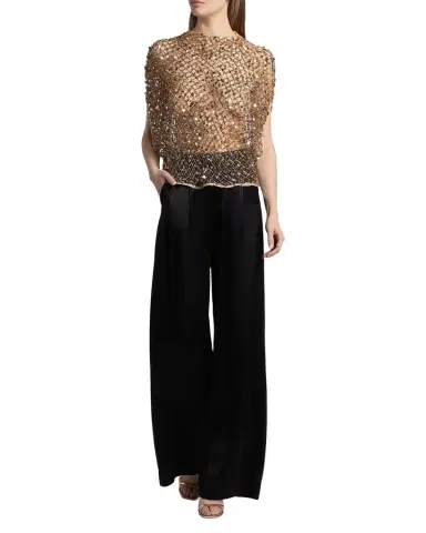 Lapointe Sequined Net Mesh Cape T-Shirt | Thumbnail 1 Lapointe Sequined Net Mesh Cape T-Shirt | Thumbnail 1
