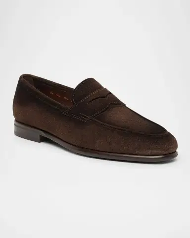 Santoni Men's Carlos Suede Penny Loafers | Thumbnail 2