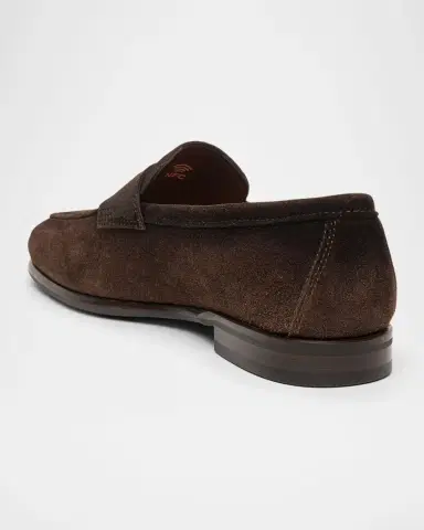 Santoni Men's Carlos Suede Penny Loafers | Thumbnail 3