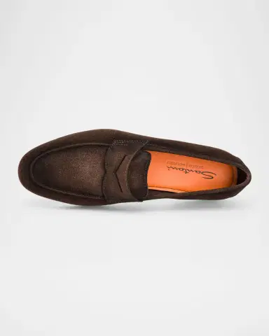 Santoni Men's Carlos Suede Penny Loafers | Thumbnail 6
