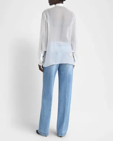 Dolce & Gabbana Chiffon Button Down Neck-Tie Blouse | Thumbnail 3